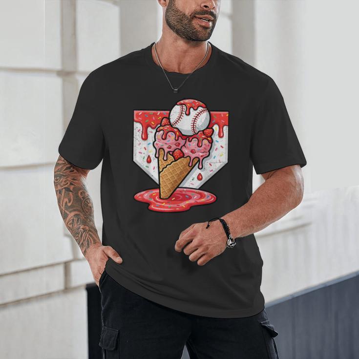 Baseball Ice Cream Drip Baseball Strawberry For Youth Red Unisex T-Shirt Baseball Ice Cream Drip Baseball Strawberry For Youth Red Unisex T-Shirt