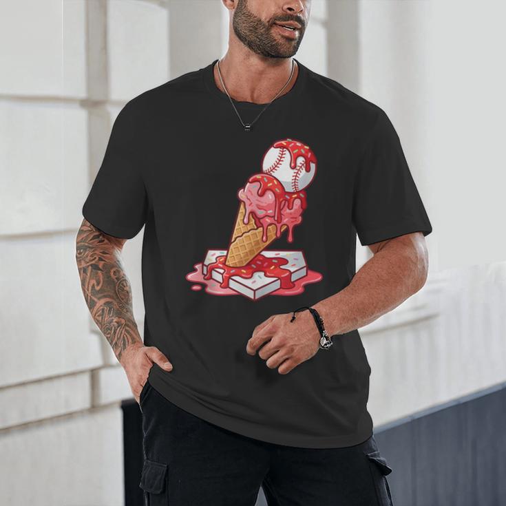 Baseball Ice Cream Drip Youth Strawberry Baseball Red Unisex T-Shirt Baseball Ice Cream Drip Youth Strawberry Baseball Red Unisex T-Shirt