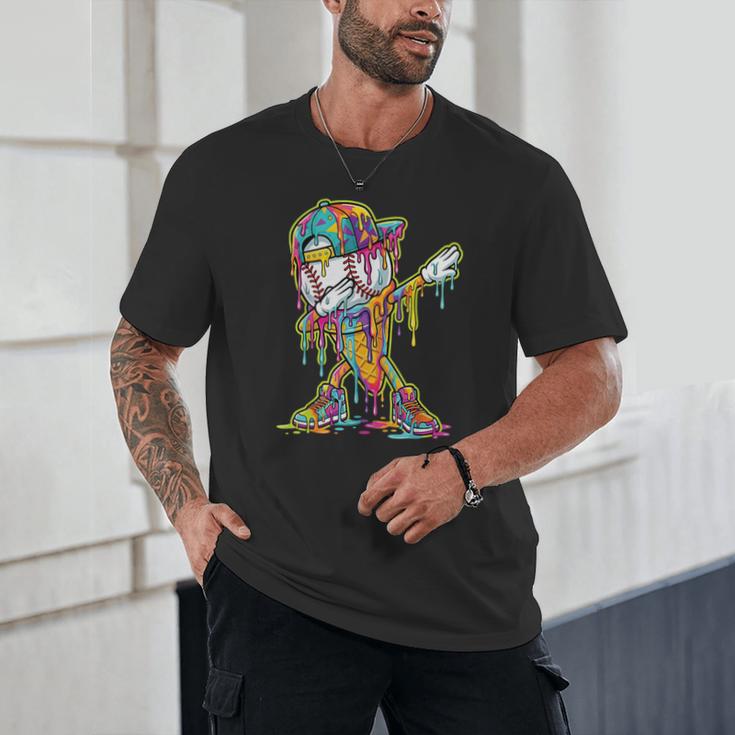 Baseball Ice Cream Dripping Dabbing Baseball Drip Unisex T-Shirt