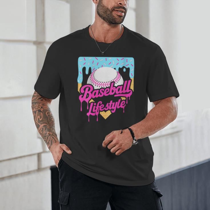 Baseball Life Lifestyle Home Plate Ice Cream Drip Men Boys Unisex T-Shirt