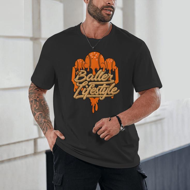 Baseball Lifestyle Home Plate Orange Ice Cream Drip Men Boys Unisex T-Shirt Baseball Lifestyle Home Plate Orange Ice Cream Drip Men Boys Unisex T-Shirt