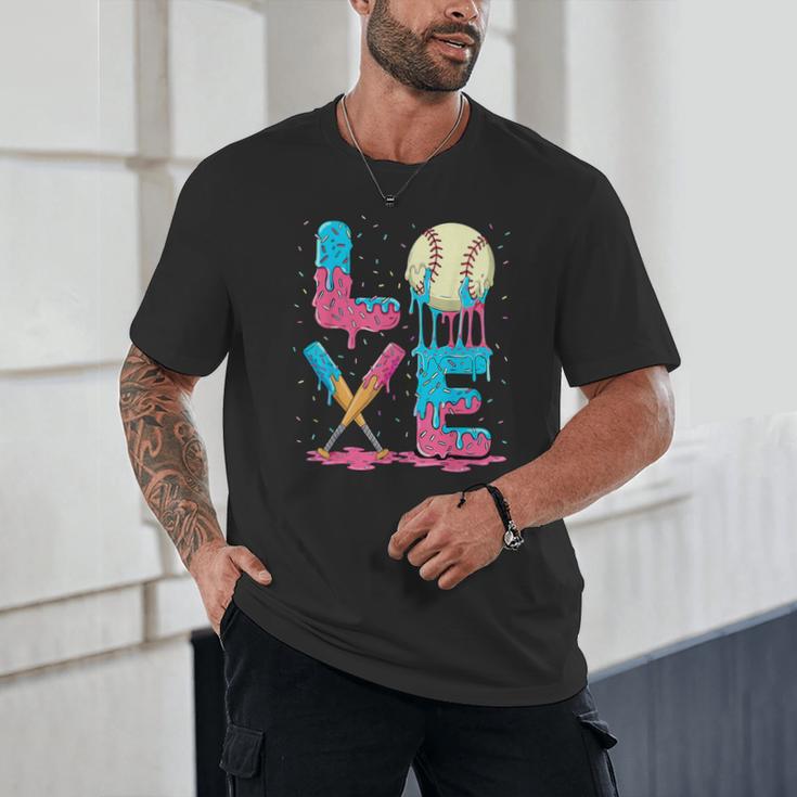 Baseball Love Drip Ice Cream Colorful Baseball Unisex T-Shirt