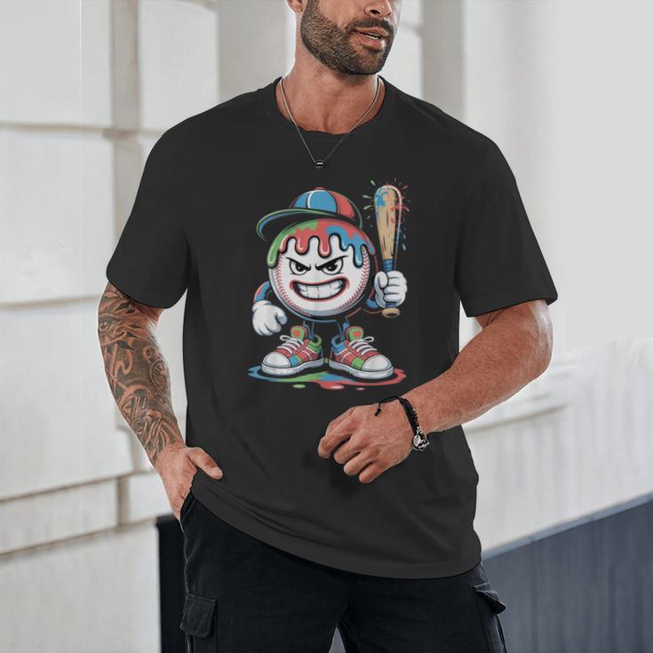 Baseball Mascot Attitude Graffiti Splash Bat Cap Unisex T-Shirt Baseball Mascot Attitude Graffiti Splash Bat Cap Unisex T-Shirt