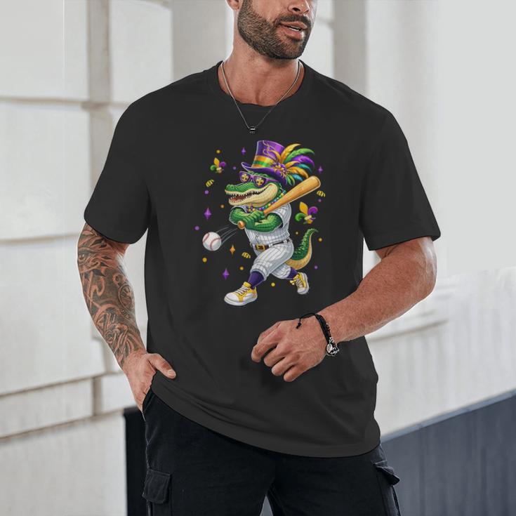Baseball Player Mardi Gras Alligator Carnival Costume Beads Unisex T-Shirt Baseball Player Mardi Gras Alligator Carnival Costume Beads Unisex T-Shirt