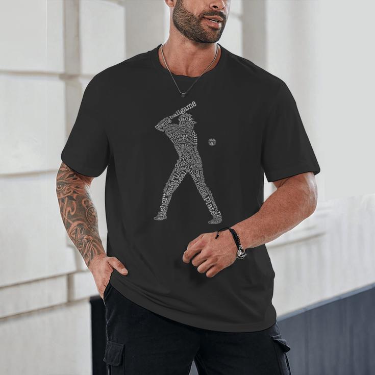 Baseball Player Typography Word Art Unisex T-Shirt