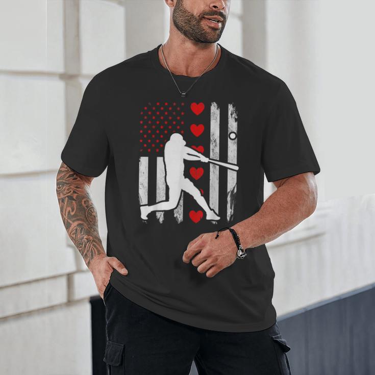 Baseball Silhouette Heart USA Flag Hearts American Boys Kids Unisex T-Shirt Baseball Silhouette Heart USA Flag Hearts American Boys Kids Unisex T-Shirt