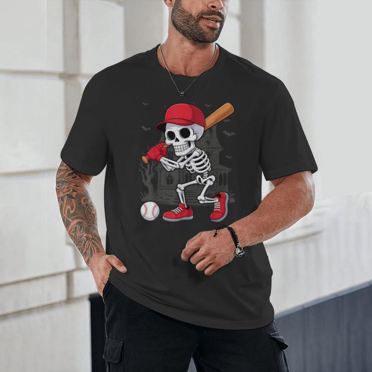 Baseball Skeleton Halloween Playing Unisex T-Shirt