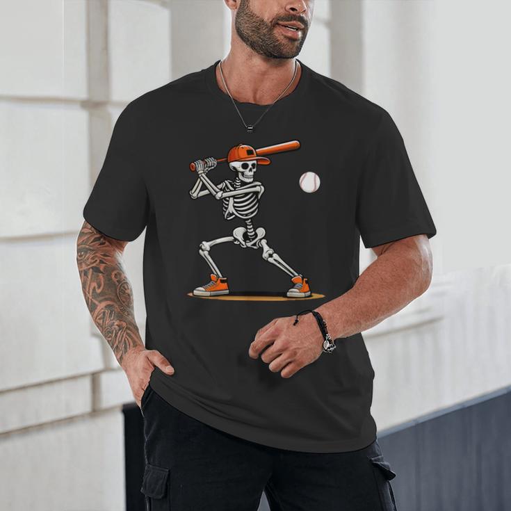 Baseball Skeleton Spooky Boys Halloween Baseball Player Unisex T-Shirt Baseball Skeleton Spooky Boys Halloween Baseball Player Unisex T-Shirt