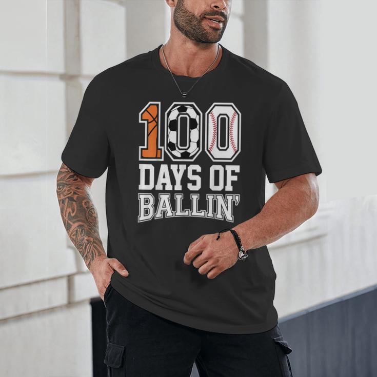 Baseball Soccer Basketball 100 Days Of School Unisex T-Shirt Baseball Soccer Basketball 100 Days Of School Unisex T-Shirt