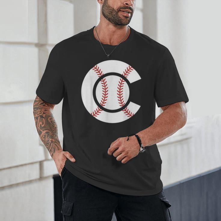 Baseball Sport Player Graphic Monogram Initial Letter C Unisex T-Shirt Baseball Sport Player Graphic Monogram Initial Letter C Unisex T-Shirt