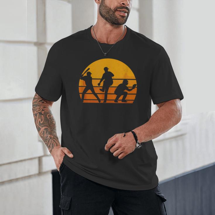 Baseball Tee Sunset Silhouette Players Men Women Kids Unisex T-Shirt
