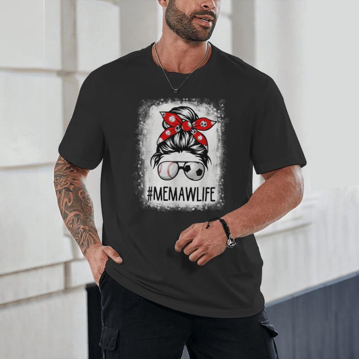 Bleached Memaw Life Soccer Messy Bun Baseball Game Day Unisex T-Shirt Bleached Memaw Life Soccer Messy Bun Baseball Game Day Unisex T-Shirt