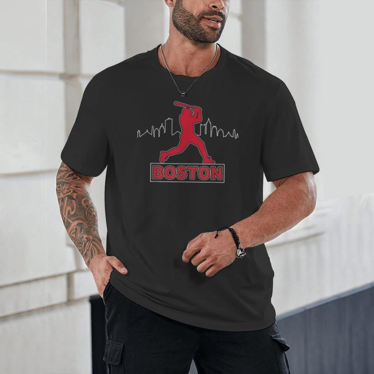Boston Lovers Skyline Retro Baseball Heartbeat Men Women Unisex T-Shirt Boston Lovers Skyline Retro Baseball Heartbeat Men Women Unisex T-Shirt