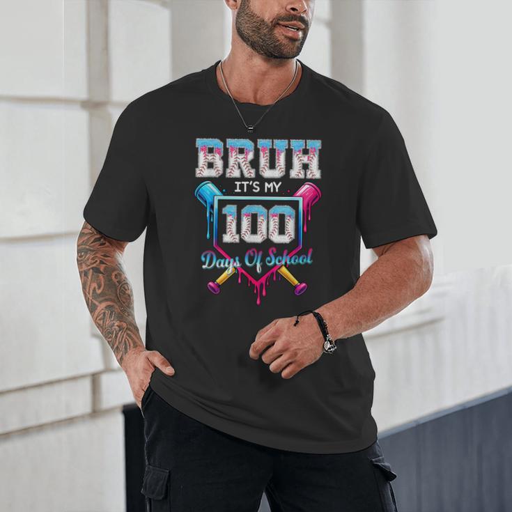 Bruh It's My 100 Days Of School Baseball Ice Cream Drip Boys Unisex T-Shirt