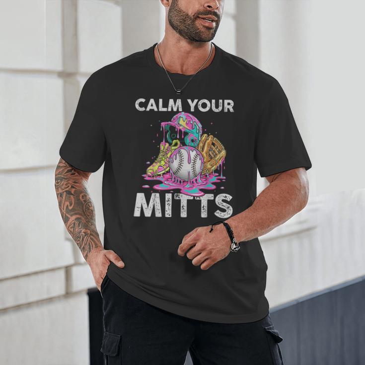 Calm Your Mitts Baseball Ice Cream Drip Crossed Bats Sport Unisex T-Shirt Calm Your Mitts Baseball Ice Cream Drip Crossed Bats Sport Unisex T-Shirt