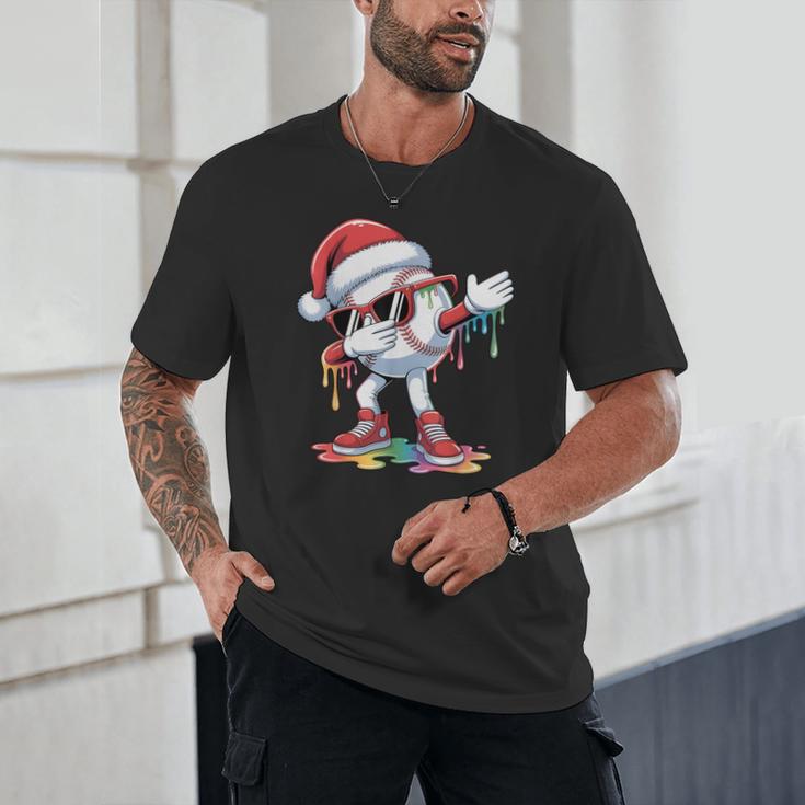 Christmas Baseball Ice Cream Dripping Santa Baseball Drip Unisex T-Shirt Christmas Baseball Ice Cream Dripping Santa Baseball Drip Unisex T-Shirt