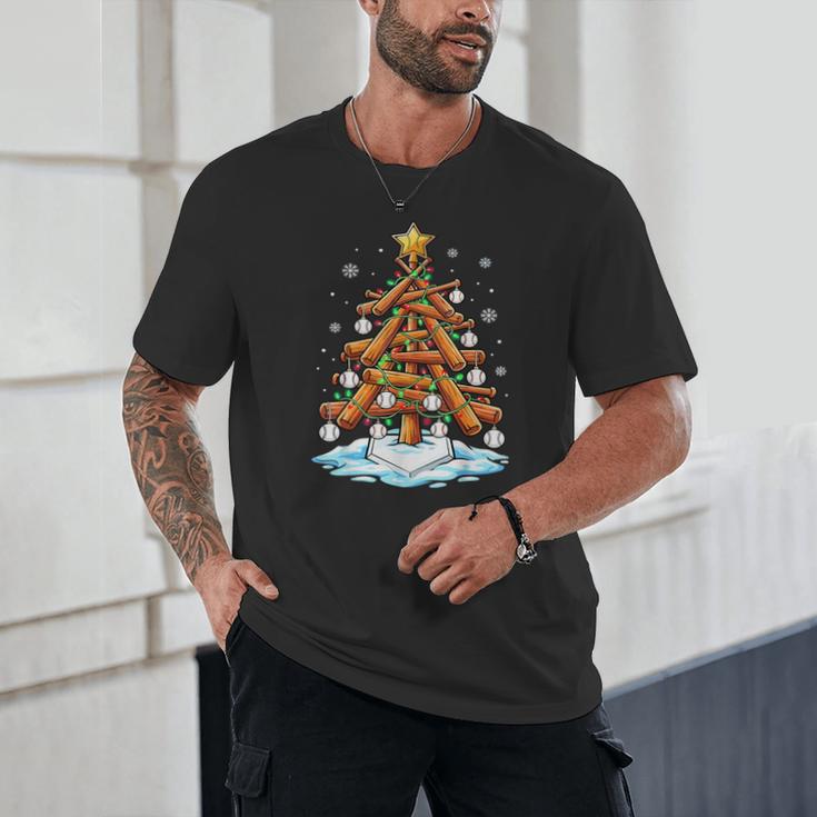 Christmas Baseball Tree Lights Xmas Unisex T-Shirt