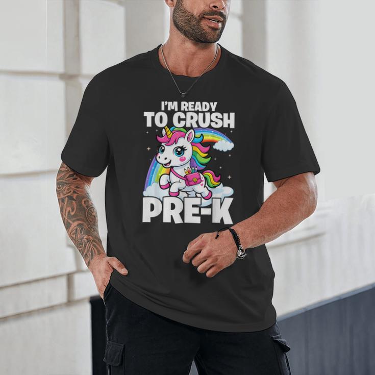 Crush Pre-K Girls Back To School Unicorn First Day Preschool Unisex T-Shirt