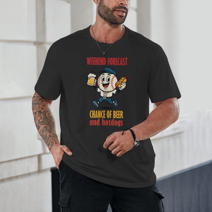 Cute Baseball Fan Weekend Forecast Change Of Beer And Hotdog Unisex T-Shirt