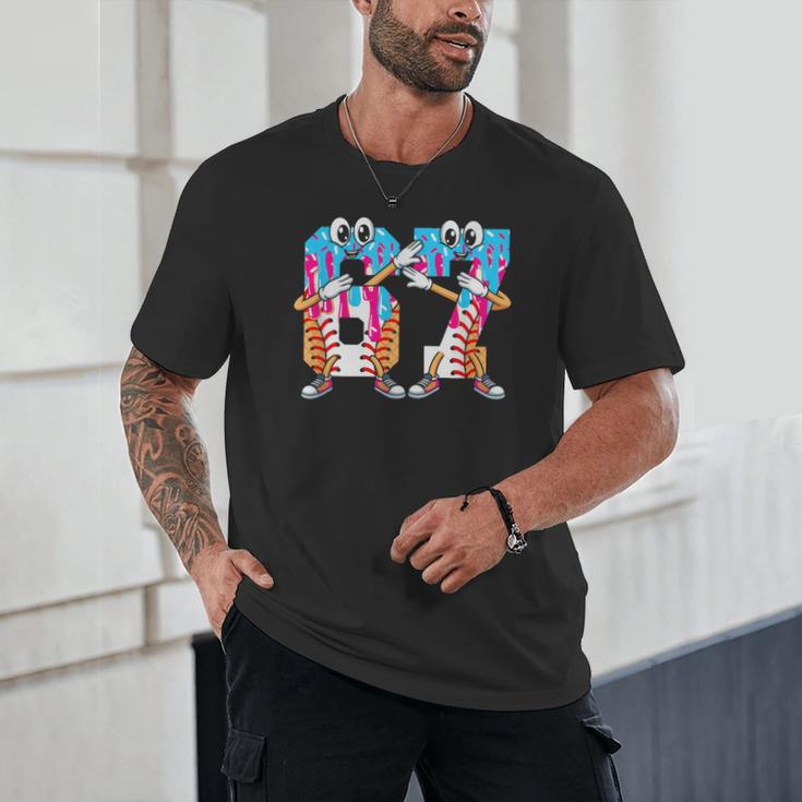 Dabbing Baseball Ice Cream Drip Number 67 Birthday Party Unisex T-Shirt Dabbing Baseball Ice Cream Drip Number 67 Birthday Party Unisex T-Shirt