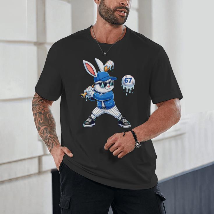 Dripping Drip Baseball Rabbit Bunny Easter Men Boy Kid Unisex T-Shirt