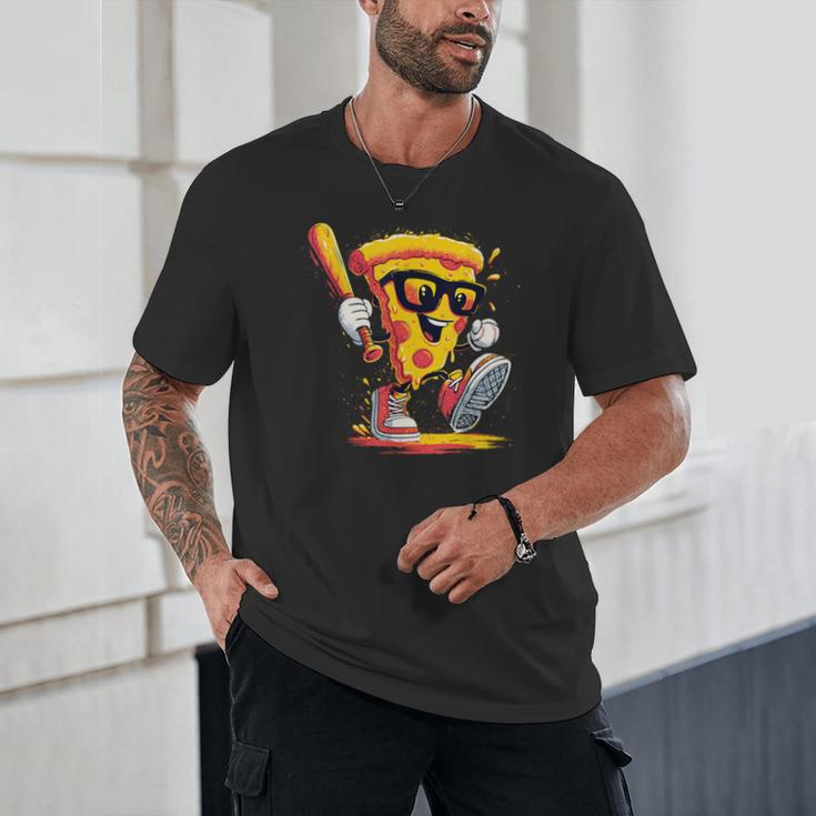 Drippy Pizza Baseball Slice Cartoon Sports Food Unisex T-Shirt