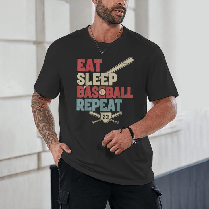 Eat Sleep Baseball Repeat Bat Ball Player Fan Unisex T-Shirt Eat Sleep Baseball Repeat Bat Ball Player Fan Unisex T-Shirt