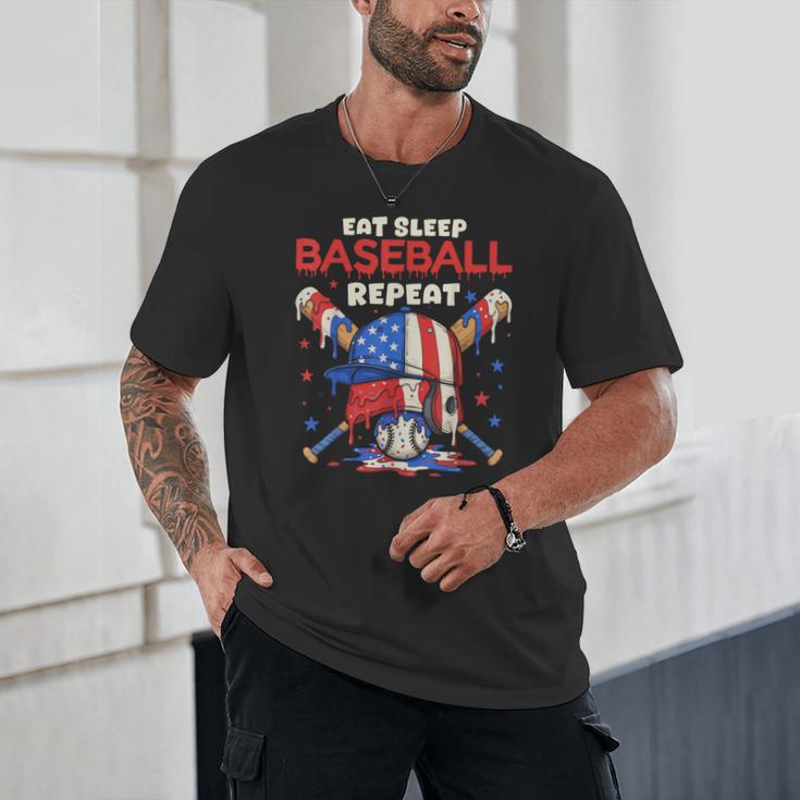 Eat Sleep Baseball Repeat Ice Cream Drip Crossed Bats Unisex T-Shirt Eat Sleep Baseball Repeat Ice Cream Drip Crossed Bats Unisex T-Shirt