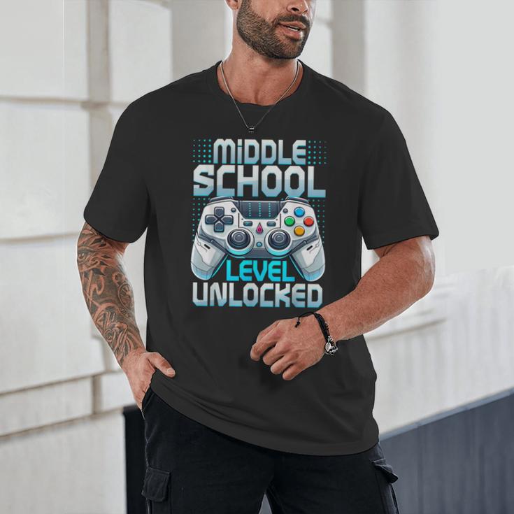 First Day Of Middle School Level Unlocked Back To School Unisex T-Shirt