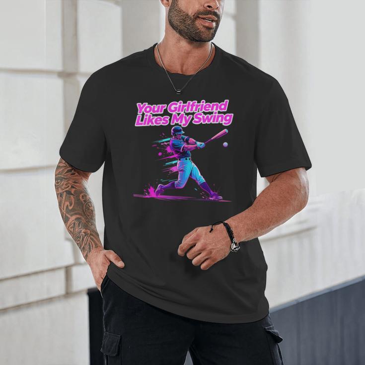 Your Girlfriend Likes My Swing Baseball Quote Boys Men Unisex T-Shirt