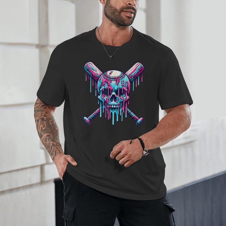 Halloween Baseball Skull Drip Baseball Lifestyle Boy Men Unisex T-Shirt