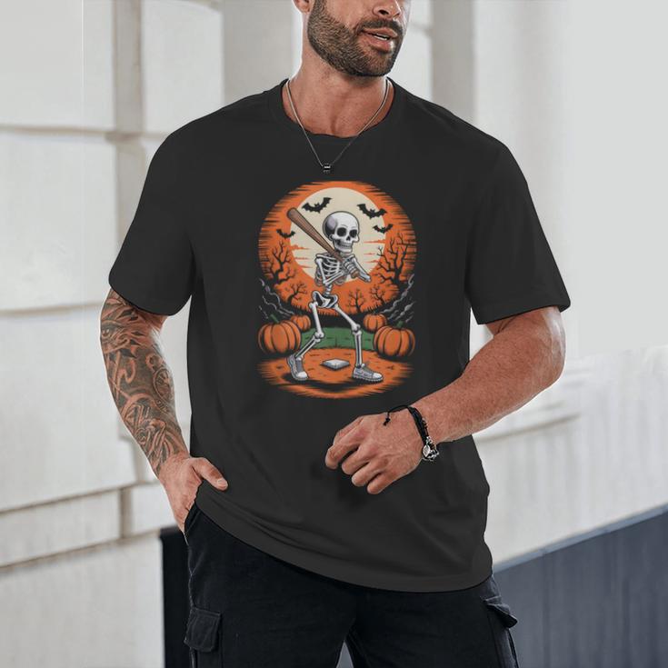 Halloween Skeleton Baseball Player Costume Men Boys Kids Unisex T-Shirt