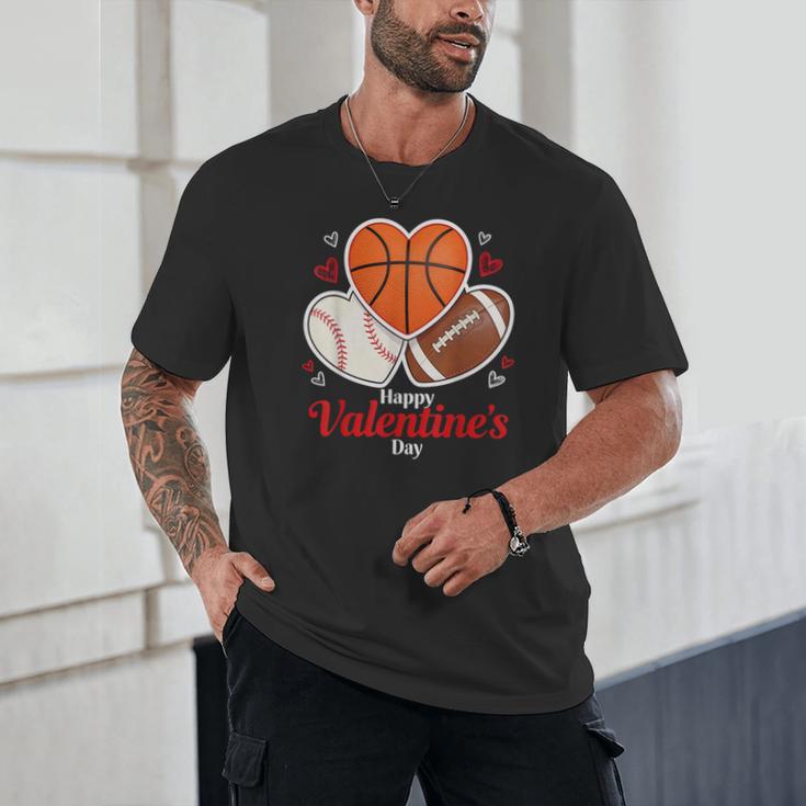 Happy Valentine’s Basketball Football Valentine Baseball Unisex T-Shirt Happy Valentine’s Basketball Football Valentine Baseball Unisex T-Shirt