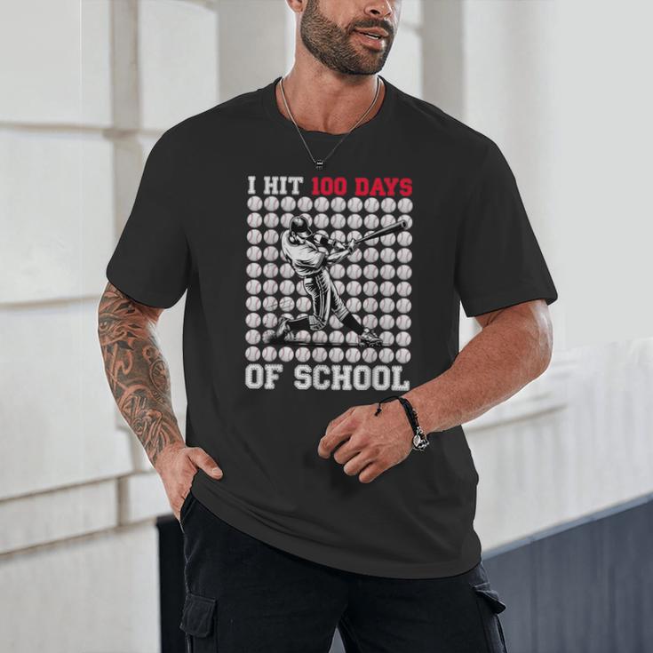 I Hit 100 Days Of School Baseball 100th Day Boys Kids Unisex T-Shirt I Hit 100 Days Of School Baseball 100th Day Boys Kids Unisex T-Shirt