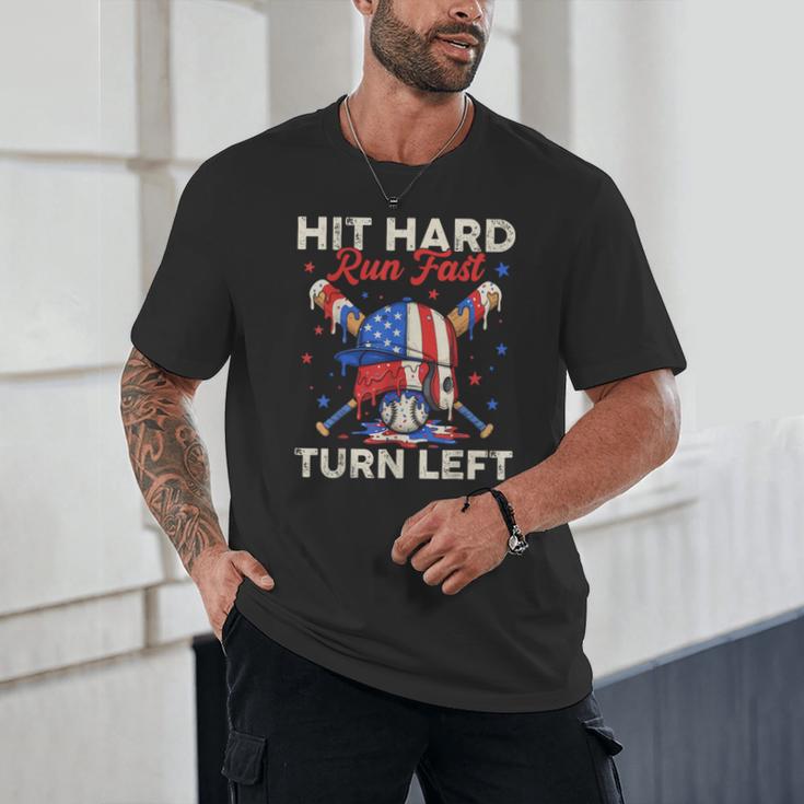 Hit Hard Run Fast Turn Left Baseball Cream Drip Crossed Bats Unisex T-Shirt Hit Hard Run Fast Turn Left Baseball Cream Drip Crossed Bats Unisex T-Shirt