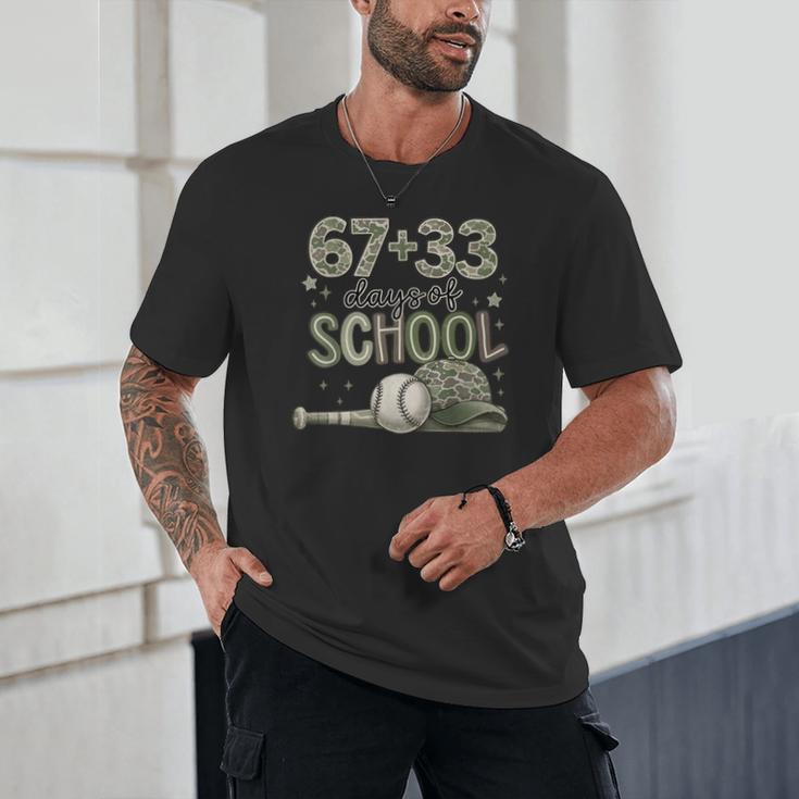 HUGvyn 6733 Days Of School Baseball 100 Days Camo Cap Boys Unisex T-Shirt