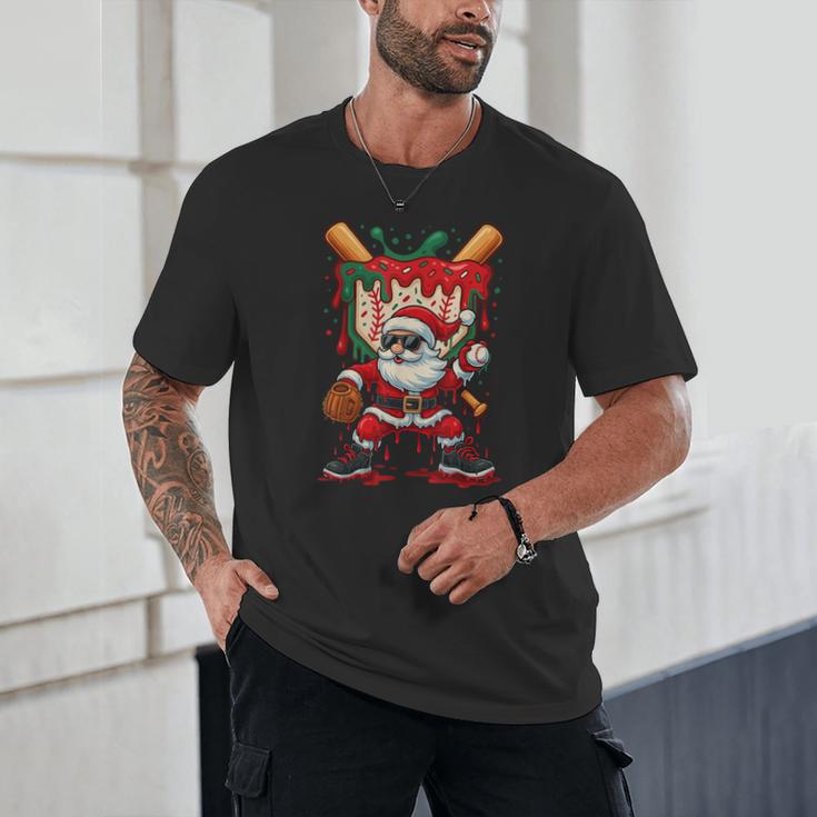 HUGvyn Santa Playing Baseball Ice Cream Drip Christmas Boys Unisex T-Shirt HUGvyn Santa Playing Baseball Ice Cream Drip Christmas Boys Unisex T-Shirt