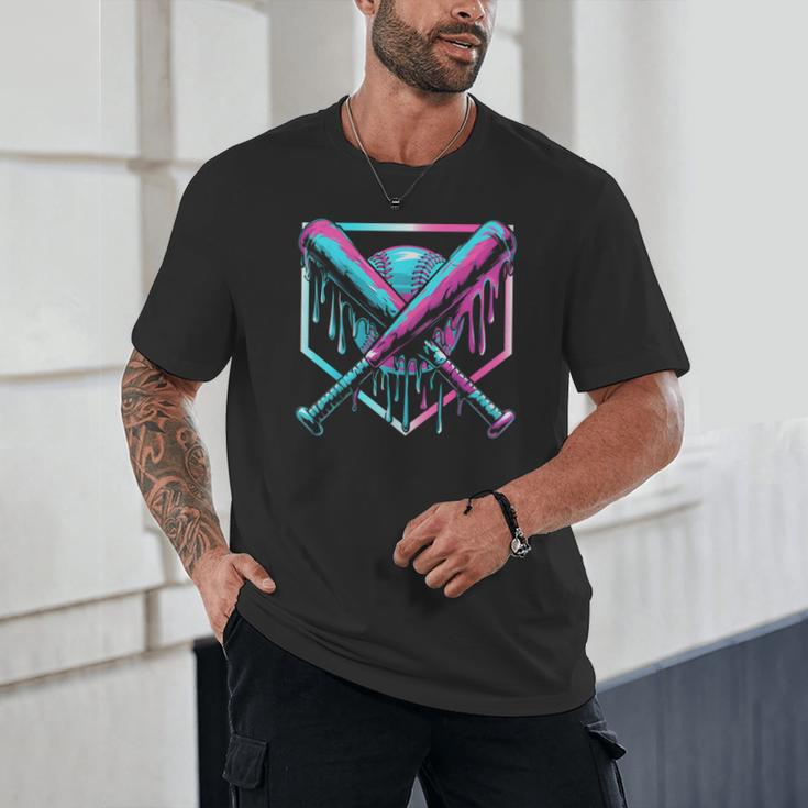 Ice Cream Baseball Drip Home Plate Bats Cool For Boys Youth Unisex T-Shirt