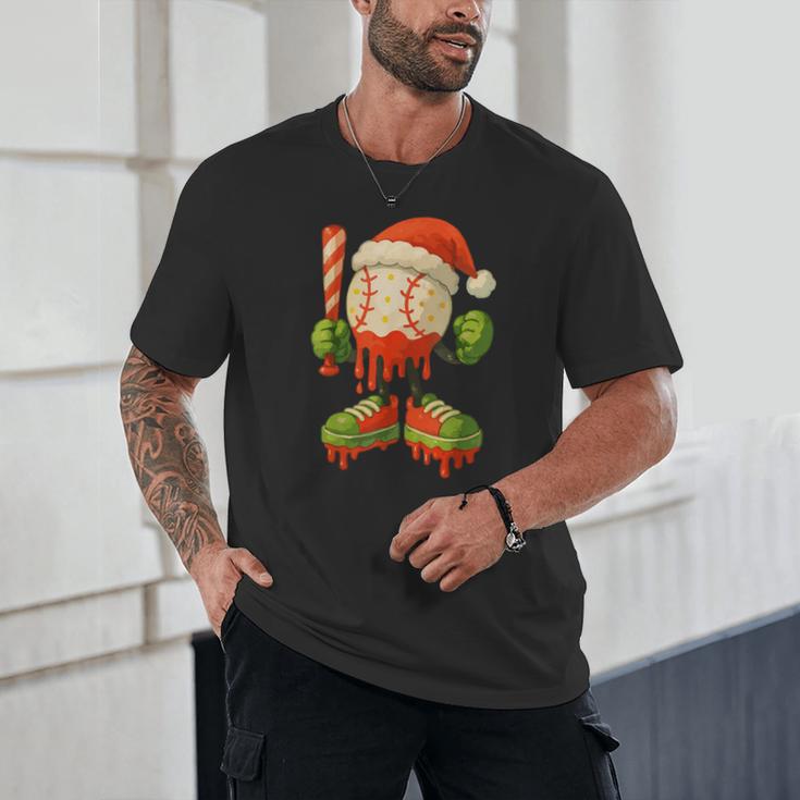 Ice Cream Drip Baseball Christmas Baseball Drip Candy Cane Unisex T-Shirt Ice Cream Drip Baseball Christmas Baseball Drip Candy Cane Unisex T-Shirt