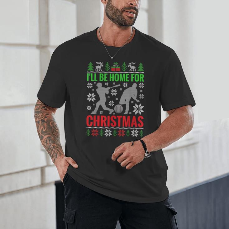 I'Ll Be Home For Christmas Baseball Xmas Unisex T-Shirt