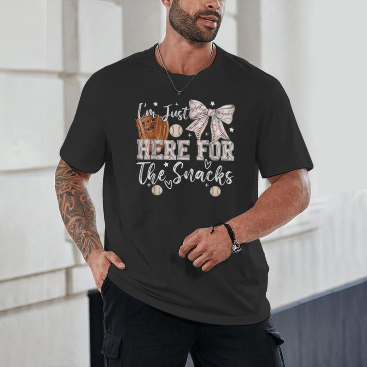 I'm Just Here For The Snacks Baseball Coquette Game Day Girl Unisex T-Shirt I'm Just Here For The Snacks Baseball Coquette Game Day Girl Unisex T-Shirt