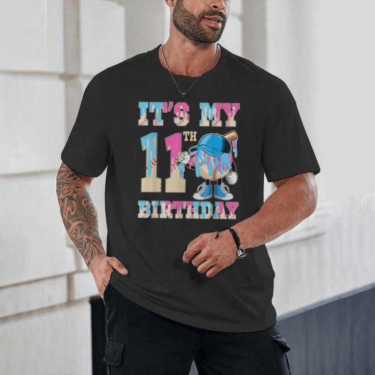 It's My 11th Birthday Baseball Ice Cream Drip Theme Unisex T-Shirt
