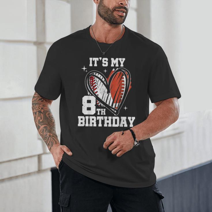It's My 8th Birthday Baseball Football Heart 8 Year Old Unisex T-Shirt It's My 8th Birthday Baseball Football Heart 8 Year Old Unisex T-Shirt