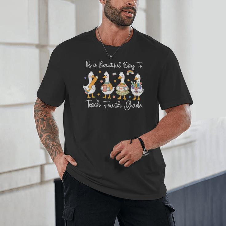 It's A Beautiful Day To Teach 4th Grade Goose Back To School Unisex T-Shirt