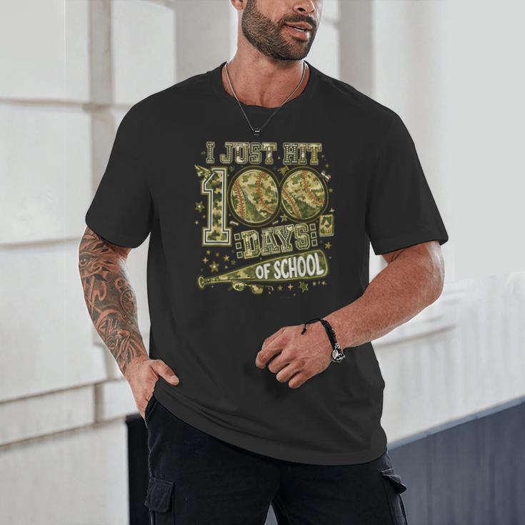 I Just Hit 100 Days Of School Camouflage Baseball Unisex T-Shirt
