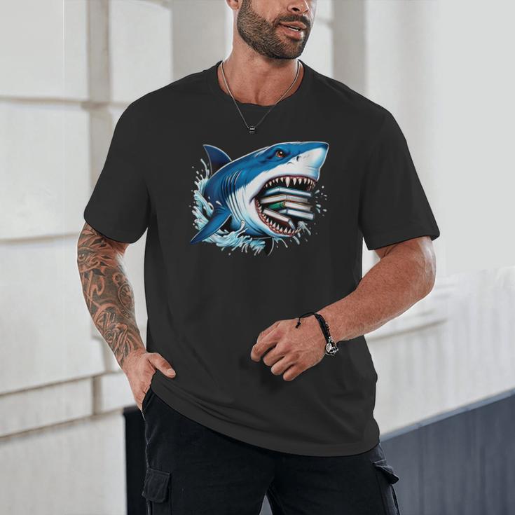 Kids Shark With School Books Back To School Shark Lovers Unisex T-Shirt Kids Shark With School Books Back To School Shark Lovers Unisex T-Shirt