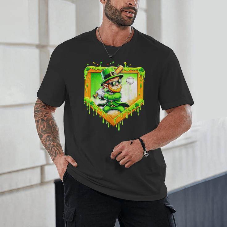 Leprechaun Baseball St Patricks Day Ice Cream Drip Men Boys Unisex T-Shirt Leprechaun Baseball St Patricks Day Ice Cream Drip Men Boys Unisex T-Shirt
