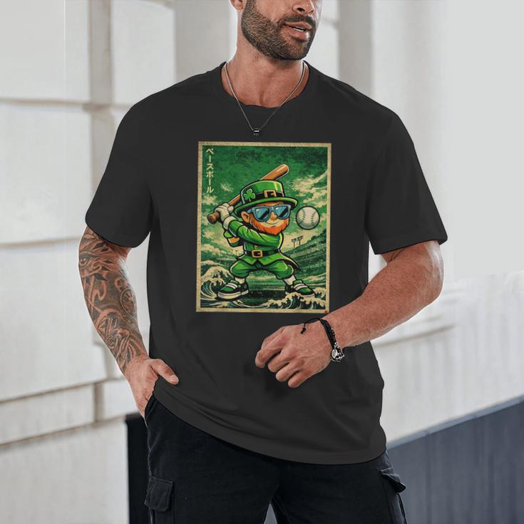 Leprechaun Playing Baseball Japanese Art St Patricks Day Unisex T-Shirt Leprechaun Playing Baseball Japanese Art St Patricks Day Unisex T-Shirt
