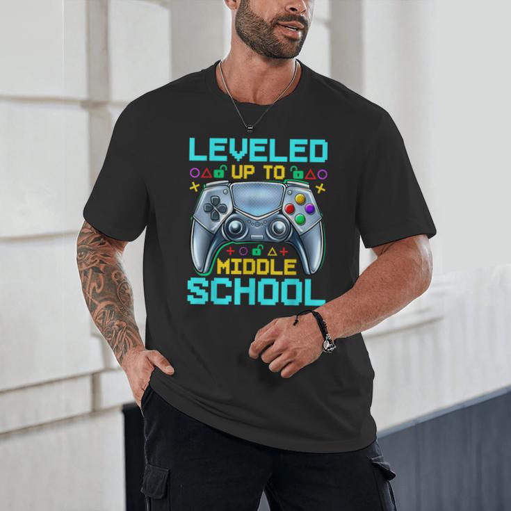 Leveled Up To Middle School Video Gamer Back To School Boys Unisex T-Shirt Leveled Up To Middle School Video Gamer Back To School Boys Unisex T-Shirt