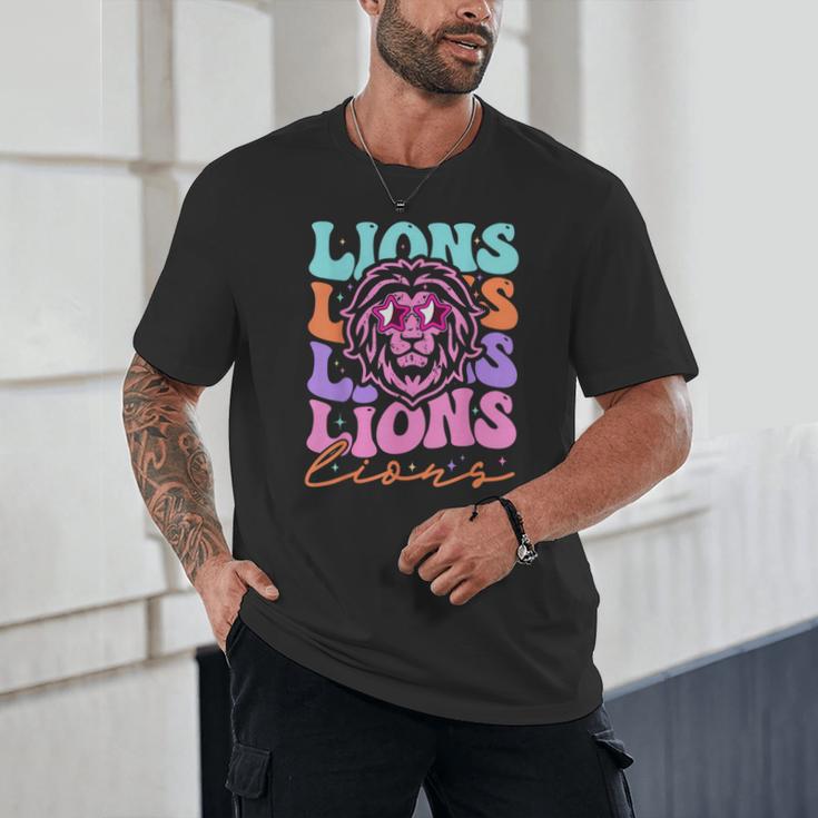 Lion Mascot Back To School Spirit Sports Men Women Groovy Unisex T-Shirt Lion Mascot Back To School Spirit Sports Men Women Groovy Unisex T-Shirt